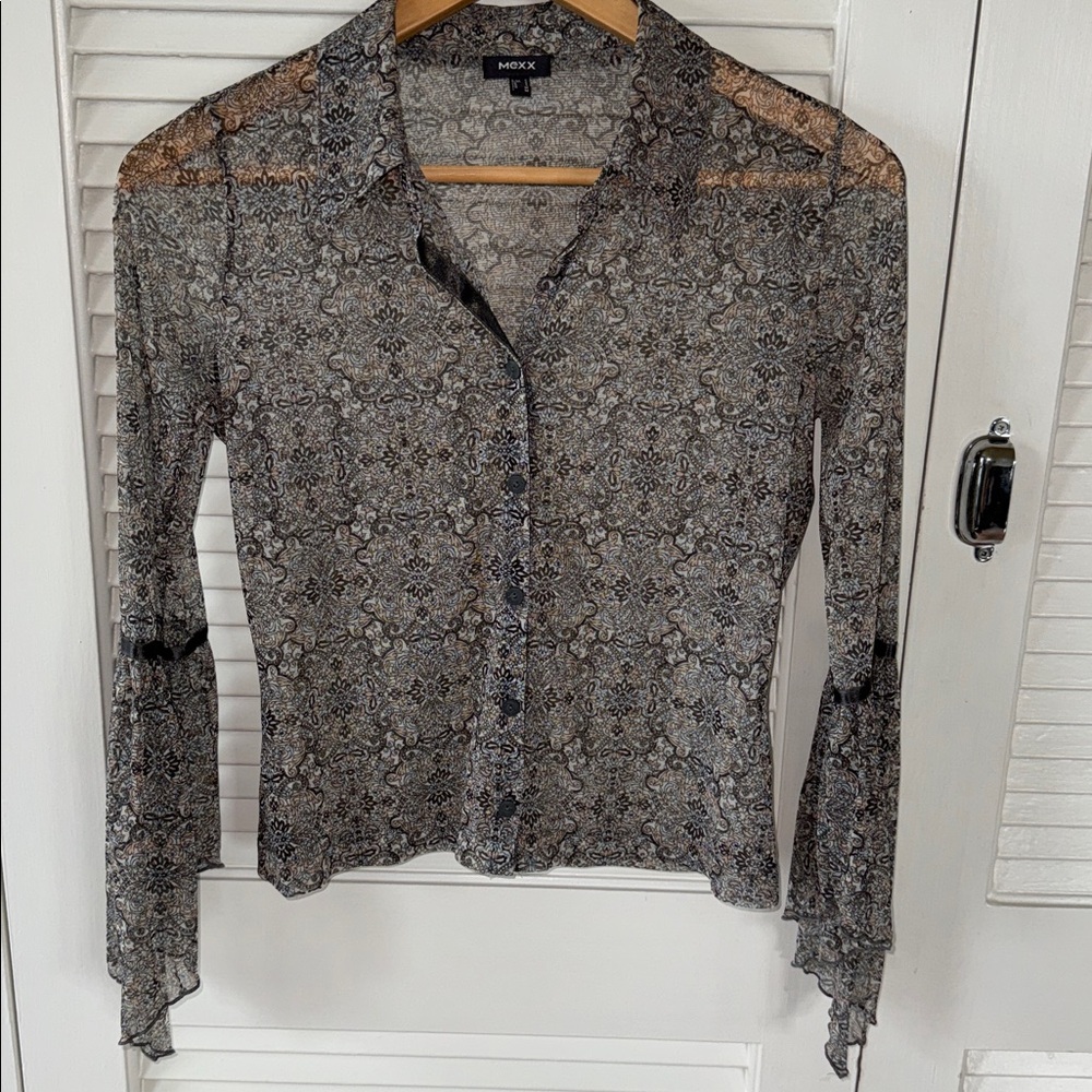 MEXX Shear Green Paisley Top/ S
